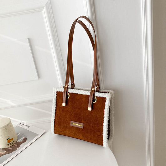 Bolso Tote Coreano de Piel de Cordero con Asa Simple - Image 2