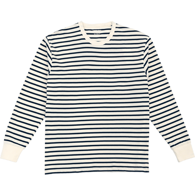 Camiseta Manga Larga a Rayas de Algodón Puro Cuello Redondo para Hombre - Image 7