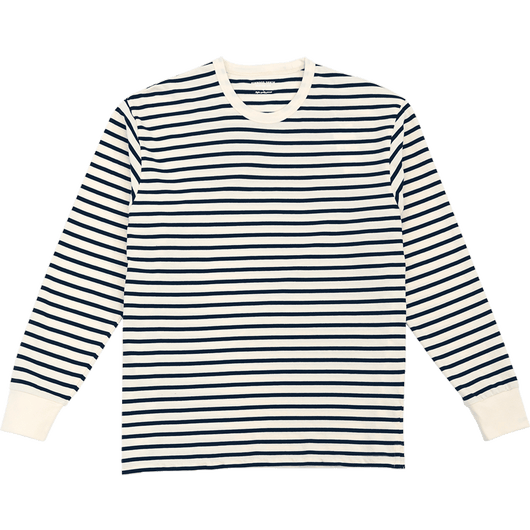 Camiseta Manga Larga a Rayas de Algodón Puro Cuello Redondo para Hombre - Image 7
