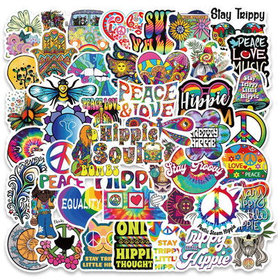 50 Pegatinas Hippie Retro Personalizables para Decoración - Image 3