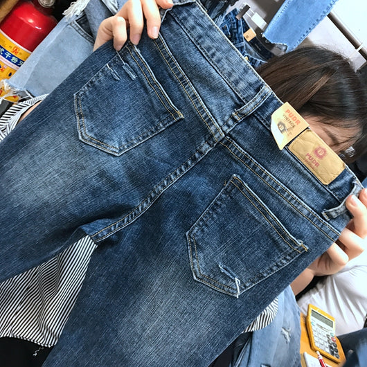 Pantalones Vaqueros Cropped Cintura Alta Rotos - Image 12