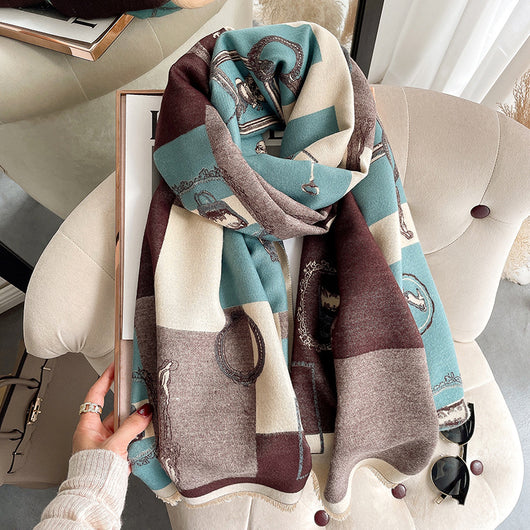 Pashmina Estampada Mediana con Flecos - Chal Dulce para Mujer