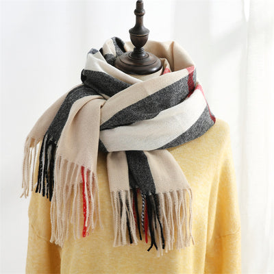 Bufanda de Imitación Cashmere con Rayas Suave - Abrigo Cálido y Elegante - Image 10