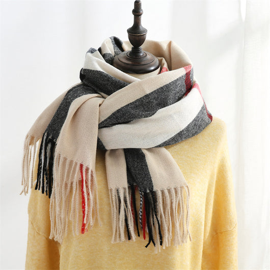 Bufanda de Imitación Cashmere con Rayas Suave - Abrigo Cálido y Elegante - Image 10