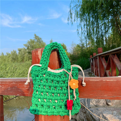 Bolso Tejido de Algodón con Hilo Grueso - Diseño Calado para Mujer