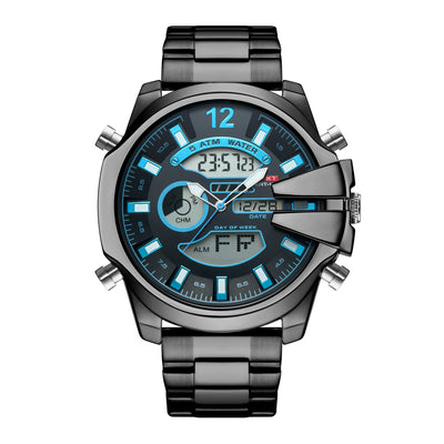 Reloj Deportivo de Acero Inoxidable Dual con Alarma LED Resistente al Agua - Image 6