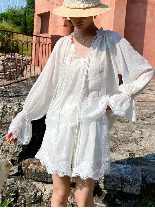 Blusa Diseñadora de Manga Larga Estilo Francia Meridional - Image 14
