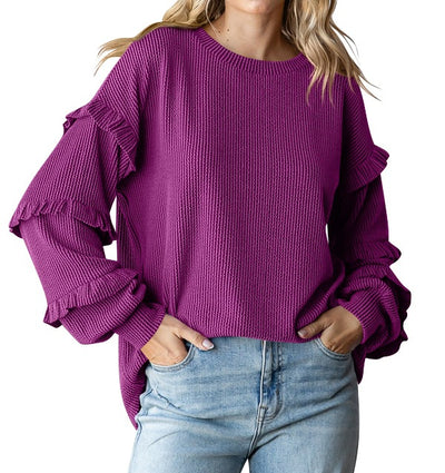 Blusa Elegante con Mangas Linterna y Encaje - Image 6