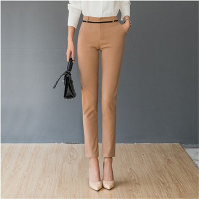 Pantalones de Vestir Rectos Elásticos de Cintura Alta para Mujer - Image 8