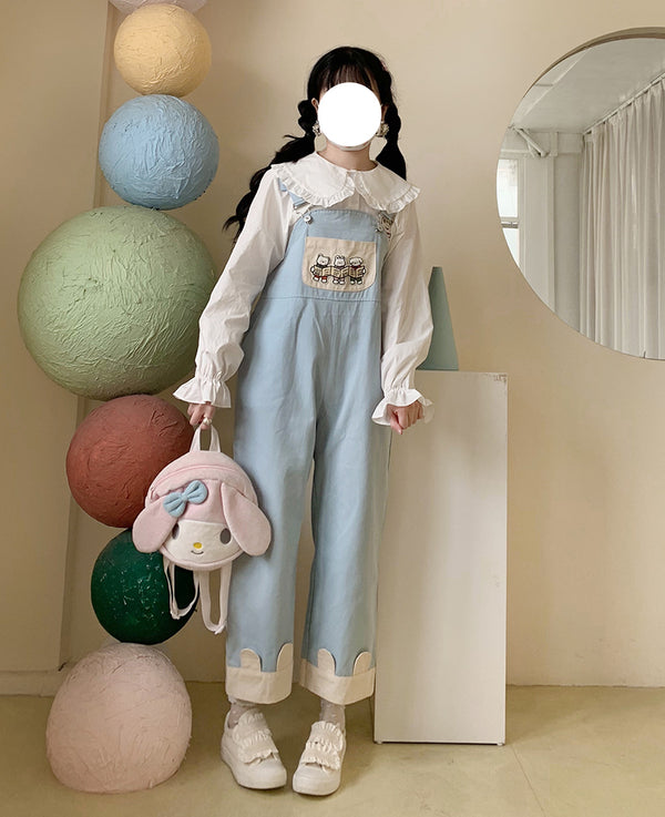 Overol Holgado Kawaii Primavera Verano con Moños - Estilo Soft Girl Japonés