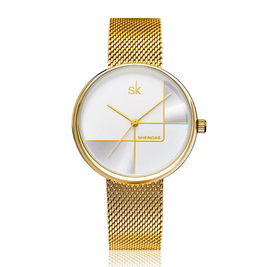 Reloj de Pulsera Mujer Minimalista Geométrico con Malla Metálica - Image 2