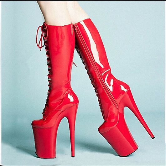 Botas Stiletto de Charol con Cordones Frontales 20cm - Image 11