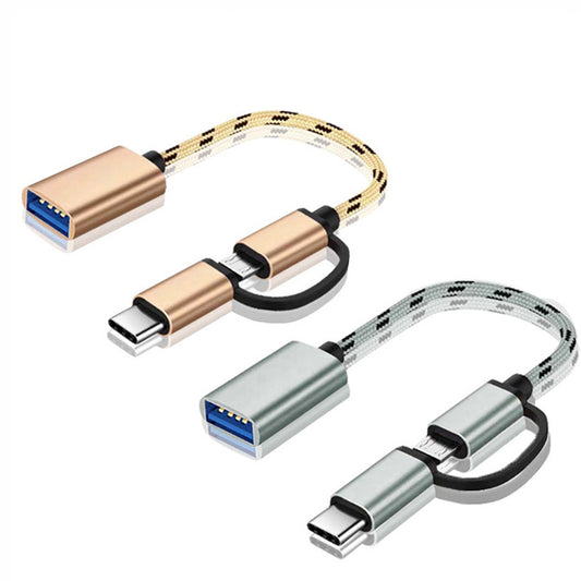 Adaptador USB 2-en-1 MICROOTG con Soporte de Cable