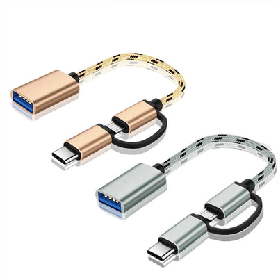 Adaptador USB 2-en-1 MICROOTG con Soporte de Cable