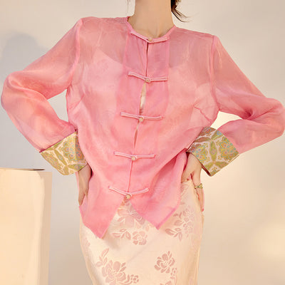 Blusa Retro Elegante con Bordado Chino y Botones Decorativos - Image 3