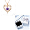 Female 925 Plateado Twelve Birthstone Pendant Necklace Rose Dorado Box February