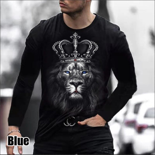 Playera Suelta Cuello Redondo Cabeza de León Negra para Hombre - Image 11