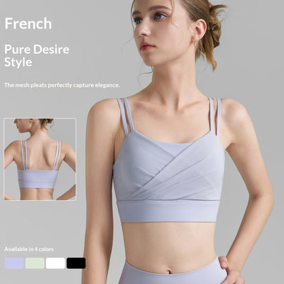 Sujetador Deportivo Mesh Plisado Backless para Fitness