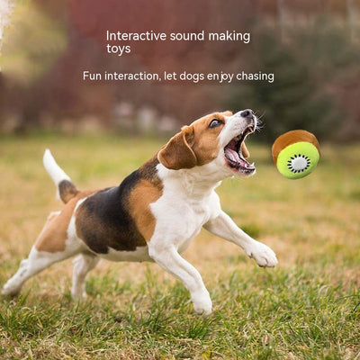 Plush pear dog toy in white and light green with a brown stem, measuring 12cm long by 10cm wide. - Image 3