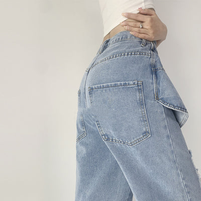 Jeans Crossover Talle Alto Suelto Estilo Street Hot Girl - Image 10