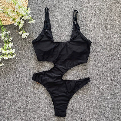 Traje de Baño Enterizo Backless con Anillo Metálico Decorativo - Image 14