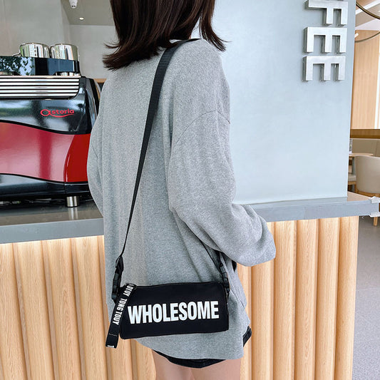Bolso Bucket Diagonal Estilo Occidental con Letras