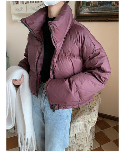 Chaqueta Acolchada Corta con Cuello Alto Estilo Americano para Mujer - Image 9