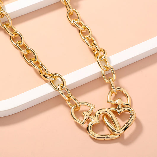 Collar Corazón Grande Electrochapado Estilo Europa y América - Image 9