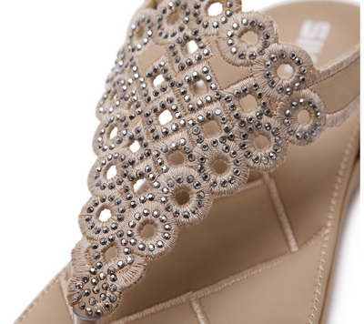 Sandalias Japonesas Verano Mujer Bordado Strass Talla Grande Cómodas - Image 5