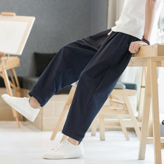 Pantalones Casuales de Algodón y Lino Hombre - Corte Recto Relajado - Image 8