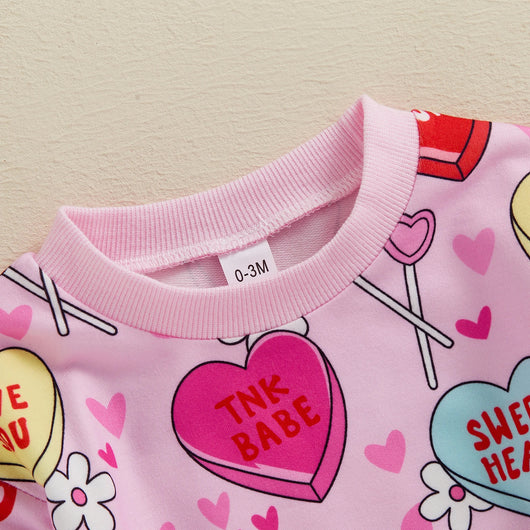 Jumpsuit Infantil con Estampado de Corazones y Mangas Largas - Image 3