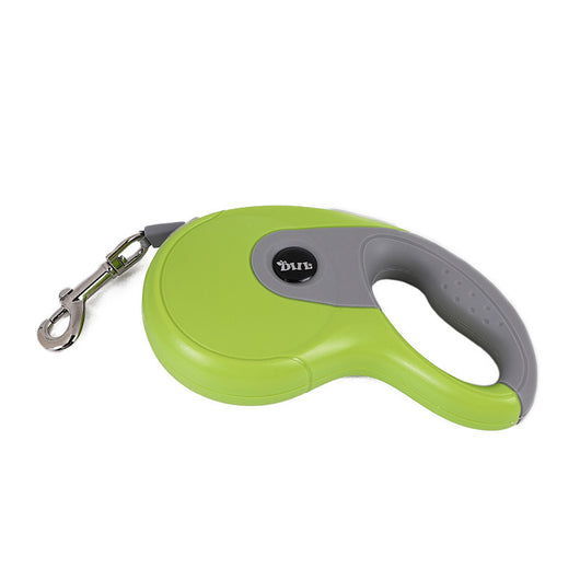 Blue and grey retractable dog leash with a black waste bag dispenser and a silver metal clip. - Image 33