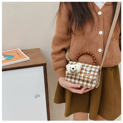 Bolso Crossbody Cuadros Marrones con Detalle Pearl - Image 18