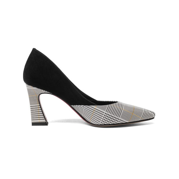 Zapatos de Tacón Grueso a Cuadros para Mujer - Diseño Versátil y Cómodo