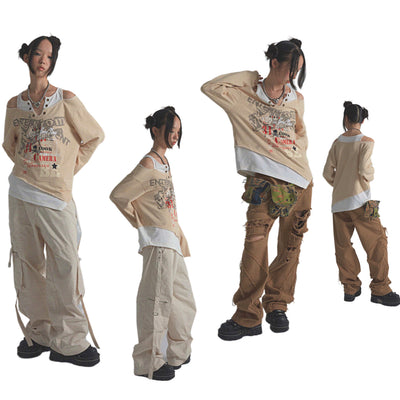 Blusa Vintage Efecto Capas con Estampado y Mangas Largas - Image 22