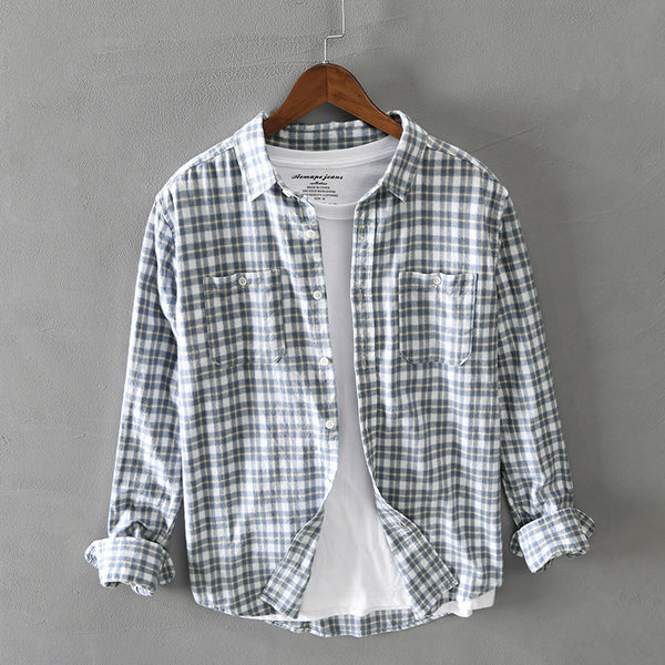 Camisa Casual de Cuadros para Hombre - Manga Larga Versátil