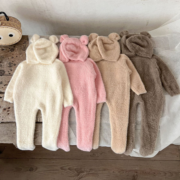 Pijama Enterizo Bebé Invierno Peluche Oso con Pies