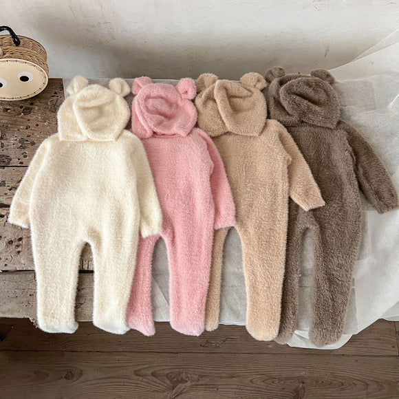 Pijama Enterizo Bebé Invierno Peluche Oso con Pies