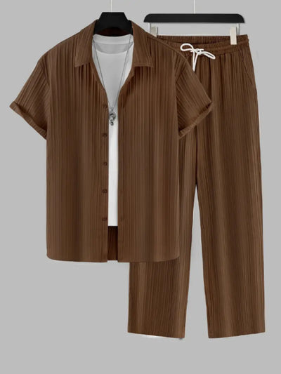 Camisa Ejecutiva a Rayas con Solapa y Pecho Estructurado para Hombre - Image 8