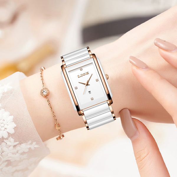 Reloj de Pareja Cerámica y Acero Inoxidable Cuarzo