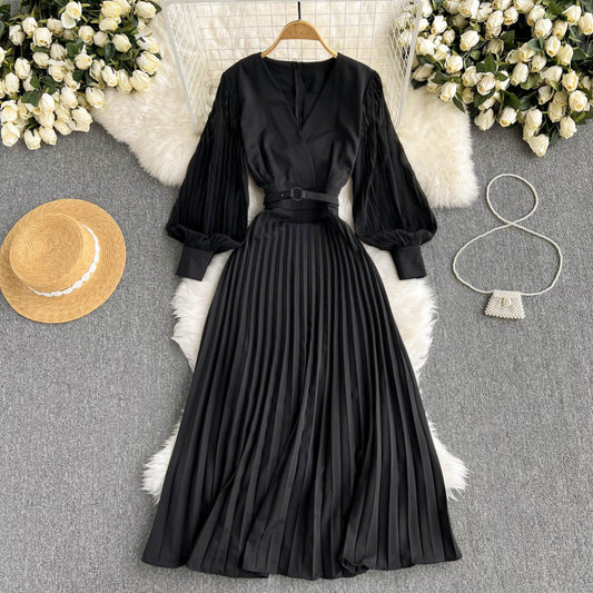 Vestido Retro Francés Escote V Cintura Ajustada Hermana Real - Image 2