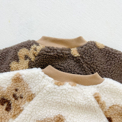 Mameluco de Bebé Otoño Invierno Estilo Coreano con Pelaje de Cordero - Image 9