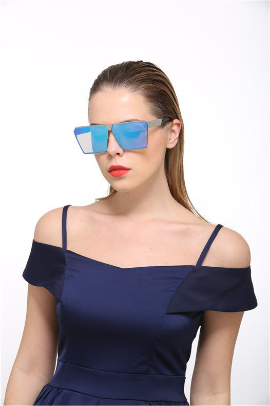 Silver-framed square polarized sunglasses with dark gray lenses and textured temples on a white background. - Image 32