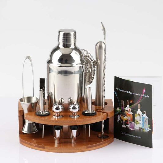 Set Profesional de Bartending 12 Piezas con Base de Bambú