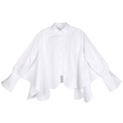 Blusa Blanca Oversize con Bajo Irregular para Mujer - Image 7