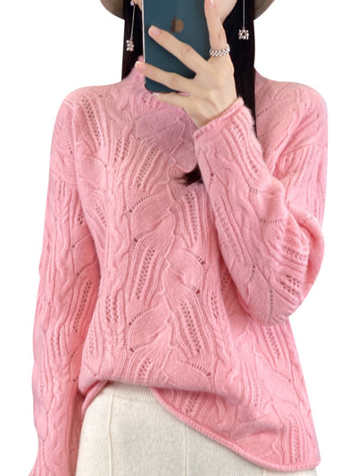 Suéter Hueco Cuello Alto Liso para Otoño e Invierno - Image 6