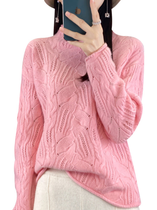 Suéter Hueco Cuello Alto Liso para Otoño e Invierno - Image 6