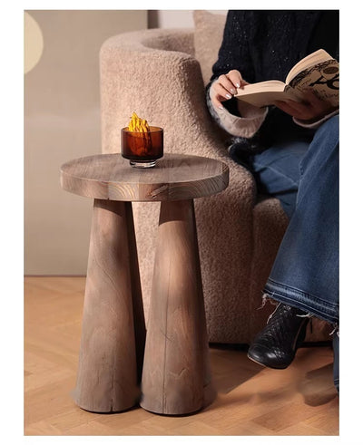 Mesa Auxiliar de Madera de Olmo Macizo para Sala y Balcón - Image 3