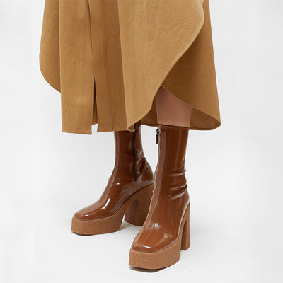 Botas de Tacón Alto con Plataforma y Punta Cuadrada - Image 11