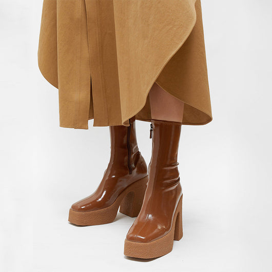 Botas de Tacón Alto con Plataforma y Punta Cuadrada - Image 11